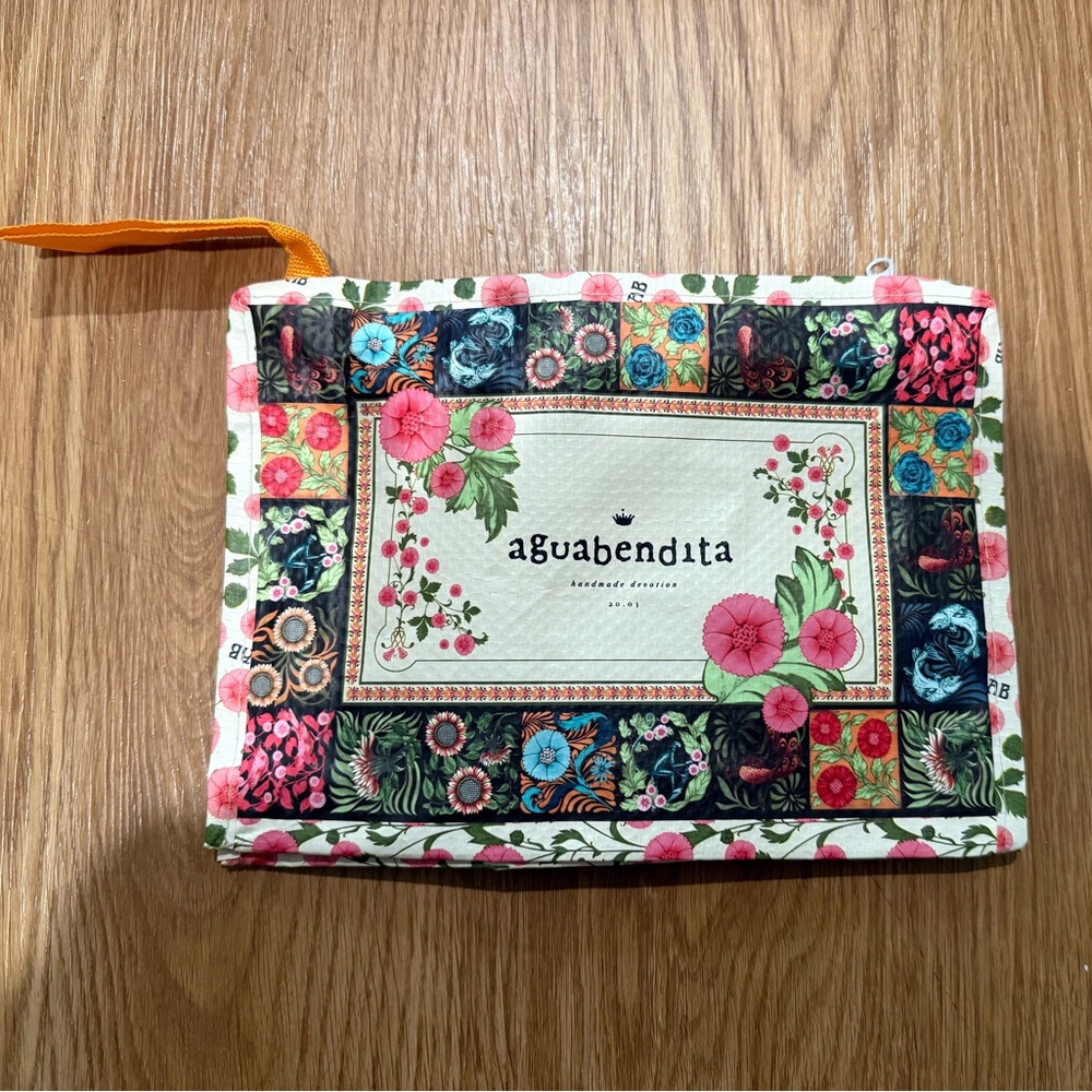 Agua Bendita Floral Cosmetic Bag travel bag - Pink and Green